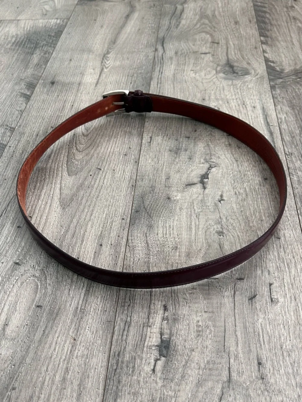 Coach Brown Leather Dress Belt Silver Buckle Size 40